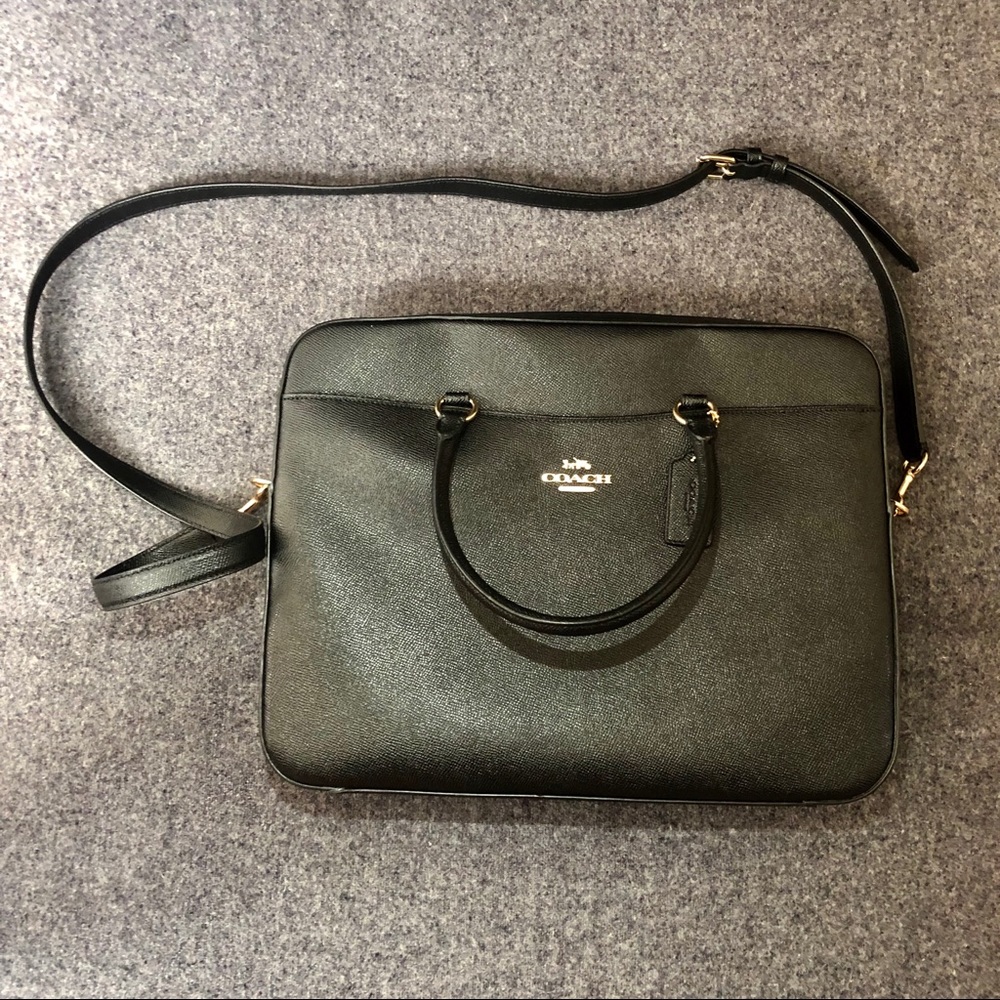 💼NWT Black/Gold Leather COACH LAPTOP BAG💼